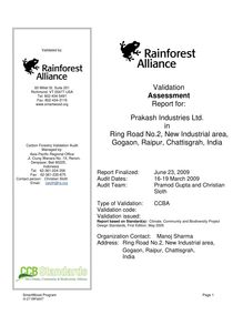 Prakash CCB Validation Audit Report Final 2009