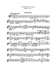 Partition clarinette 1, 2 (A, B♭), Sadko, Садко ; Episode from the Legend of Sadko (Эпизод из былини о Садко) ; Musical picture (Музыкальная картина) ; Tableau musical