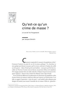 Qu est-ce qu un crime de masse ? Le cas de l ex-Yougoslavie - article ; n°1 ; vol.6, pg 143-158