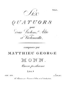 Partition Vol.1 viole de gambe, 6 corde quatuors, Monn, Georg Matthias