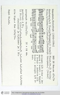 Partition complète et parties, Sinfonia en D major, GWV 553