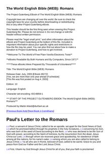 The World English Bible (WEB): Romans