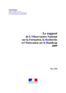 Le rapport de L Observatoire national sur la formation, la recherche et l innovation sur le handicap - 2009