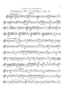 Partition hautbois 1, 2, Symphony No.2, D major, Beethoven, Ludwig van