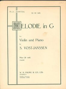 Partition de piano et partition de violon, Melodie en G