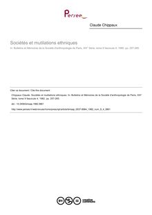 Sociétés et mutilations ethniques - article ; n°4 ; vol.9, pg 257-265