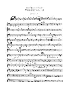 Partition cor 1, 2 (en D, G, Transposed en F), Symphony No.101 en D major “pour Clock”