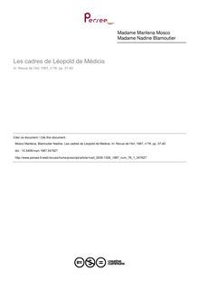 Les cadres de Léopold de Médicis - article ; n°1 ; vol.76, pg 37-40