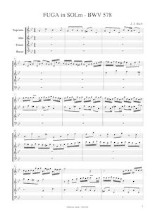 Partition complète, Fugue en G minor, Little Fugue, G minor, Bach, Johann Sebastian par Johann Sebastian Bach