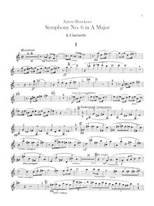 Partition clarinette 1, 2 (A, B♭), Symphony No.6 en A major, A major