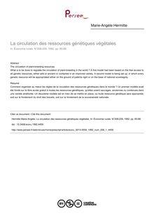 La circulation des ressources génétiques végétales - article ; n°1 ; vol.208, pg 85-88