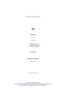 Partition complète, Piano Sonata No.9, D major, Novegno, Roberto
