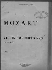 Partition complète, violon Concerto No.3, G major, Mozart, Wolfgang Amadeus par Wolfgang Amadeus Mozart