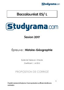 BACCALAUREAT L / ES Corrigé histoire géographie 2017