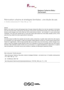 Rénovation urbaine et stratégies familiales : une étude de cas - article ; n°1 ; vol.17, pg 11-27