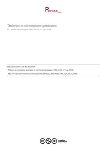 Théories et conceptions générales - compte-rendu ; n°1 ; vol.63, pg 95-98