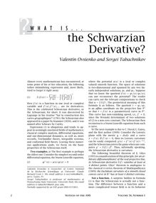 W H A T I S the Schwarzian Derivative