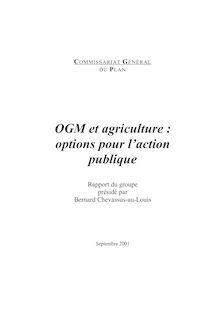 OGM et agriculture : options pour l action publique