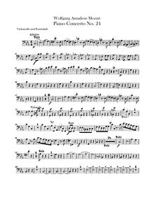 Partition violoncelles / Basses, Piano Concerto No.24, C minor, Mozart, Wolfgang Amadeus