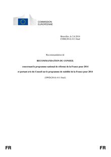 Recommandation de la Commission européenne publiée le 2 juin 2014