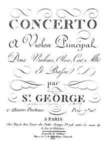 Partition violon solo, violon Concerto en D major, D major, Saint-Georges, Joseph Bologne