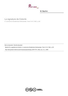 La signature de Colomb  ; n°1 ; vol.14, pg 291-291