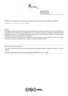 Rythme maximum d accroissement d une population stable - article ; n°4 ; vol.2, pg 663-680