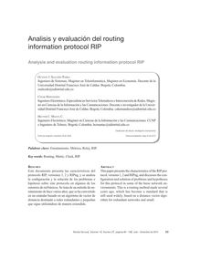 ANALISIS Y EVALUACIÓN DEL ROUTING INFORMATION PROTOCOL RIP(Analysis and evaluation routing information protocol RIP)