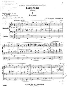 Partition , Prelude, orgue Symphony en G minor, Op.18, G minor, Barnes, Edward Shippen