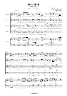 Partition , Hirtenlied, 6 chansons, Op.88, Mendelssohn, Felix
