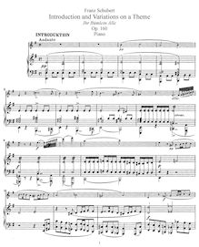 Partition flûte et partition de piano, flûte , partie, Introduction et Variations on  Trockne Blumen  pour flûte et piano, D.802 (Op.160)