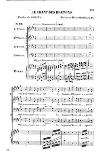 Partition , Le chant des Bretons, H 71B, Fleurs des landes, Berlioz, Hector