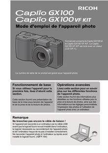 Notice Appareil Photo numériques Ricoh  Caplio GX100