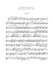 Partition violons I, Serenade, Serenade No.9 ; Posthorn Serenade