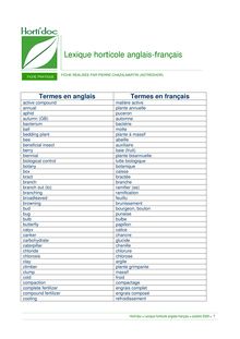 Lexique bilingue de l horticulture (anglais-français)