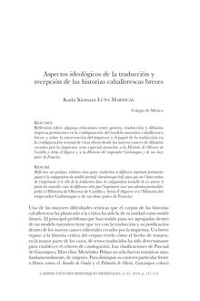 Aspectos ideológicos de la traducción y recepción de las historias caballerescas breves - article ; n°1 ; vol.33, pg 127-153