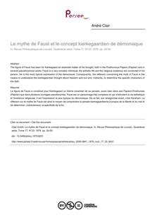 Le mythe de Faust et le concept kierkegaardien de démoniaque - article ; n°33 ; vol.77, pg 24-50