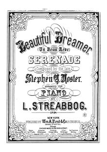 Partition complète, Beautiful Dreamer, Beautiful Dreamer Arranged With Brilliant Variations By A. Baumbach par Stephen Foster
