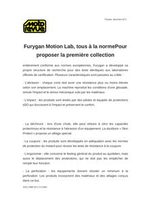 Furygan Motion Lab, tous à la normePour proposer la première collection