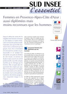 Femmes en Provence-Alpes-Côte d Azur : aussi diplômées mais moins reconnues que les hommes