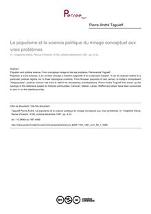 Le populisme et la science politique du mirage conceptuel aux vrais problèmes - article ; n°1 ; vol.56, pg 4-33