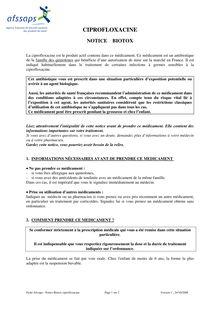Notices Biotox des médicaments - Ciprofloxacine 24/10/2008
