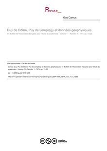 Puy de Dôme, Puy de Lemptegy et données géophysiques - article ; n°1 ; vol.11, pg 13-22
