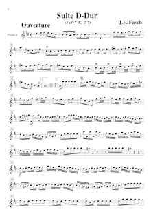 Partition flûte 1, Ouverture- en D major, FaWV K:D7, D, Fasch, Johann Friedrich