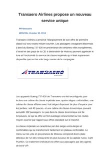 Transaero Airlines propose un nouveau service unique