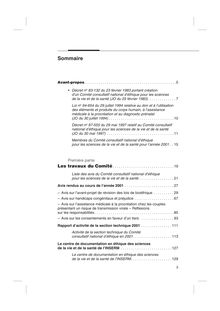 Ethique et recherche biomédicale : rapport 2001