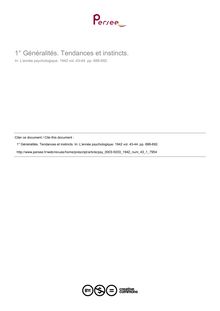 Généralités. Tendances et instincts. - compte-rendu ; n°1 ; vol.43, pg 688-692
