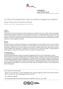 Le rôle de l autoépuration dans la pollution inégale de la Sarthe et de l Huisne en amont du Mans - article ; n°1 ; vol.159, pg 461-472