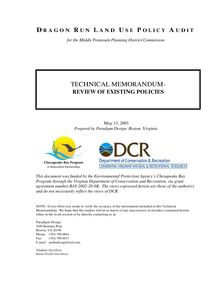 Technical Memorandum - Dragon Run Land Use Policy Audit