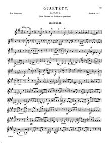 Partition violon 2, corde quatuor No.5, Op.18/5, A major, Beethoven, Ludwig van par Ludwig van Beethoven